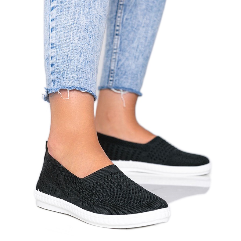 Black Slip On openwork Funk sneakers svart