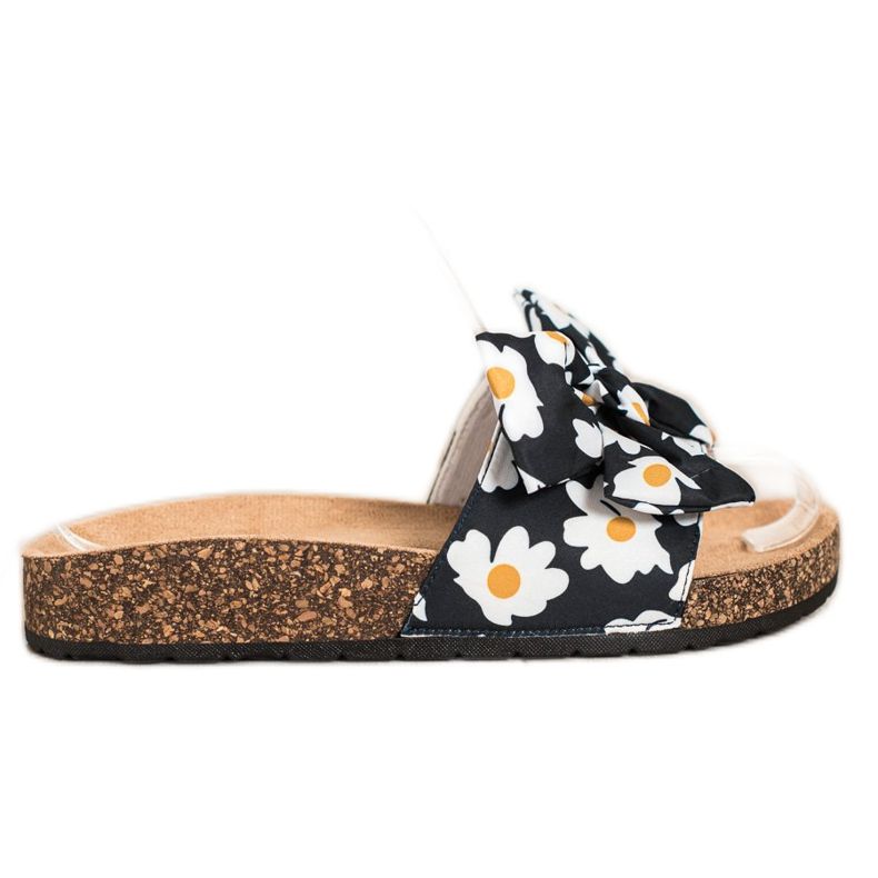 SHELOVET Trendiga tofflor med blommor svart