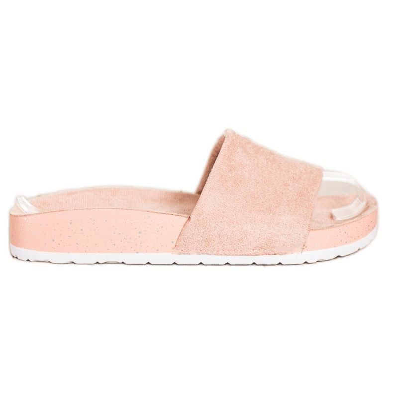 SHELOVET Moderiktiga mocka tofflor rosa