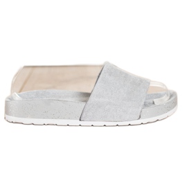 SHELOVET Moderiktiga mocka tofflor grå