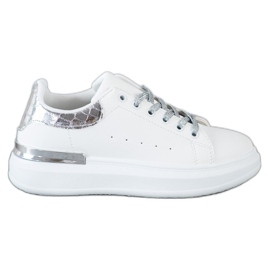 SHELOVET Sneakers med glittersnörning vit