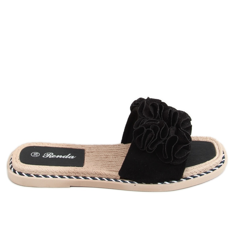 Svarta flip-flops med blommor 35-219 svart