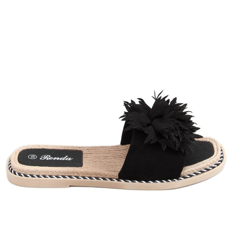 Svarta flip-flops med blommor 35-218 svart