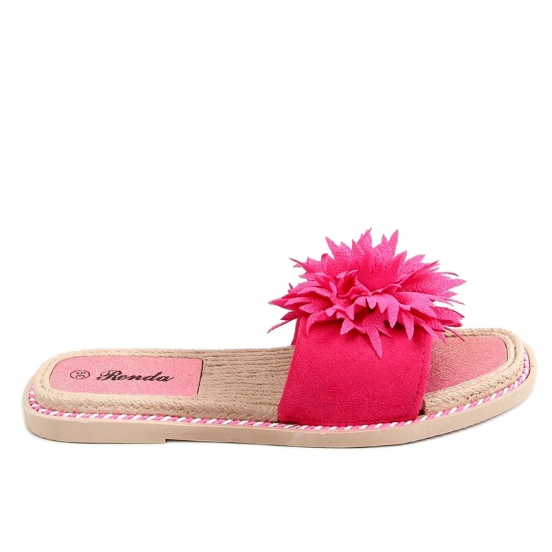 Tofflor med fuchsia blommor 35-218 Plommonröd rosa