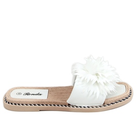 Vita tofflor med blommor 35-218 Vit