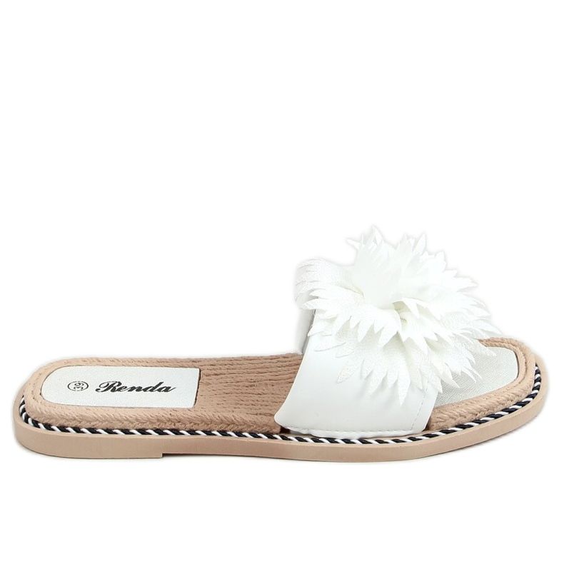 Vita tofflor med blommor 35-218 Vit