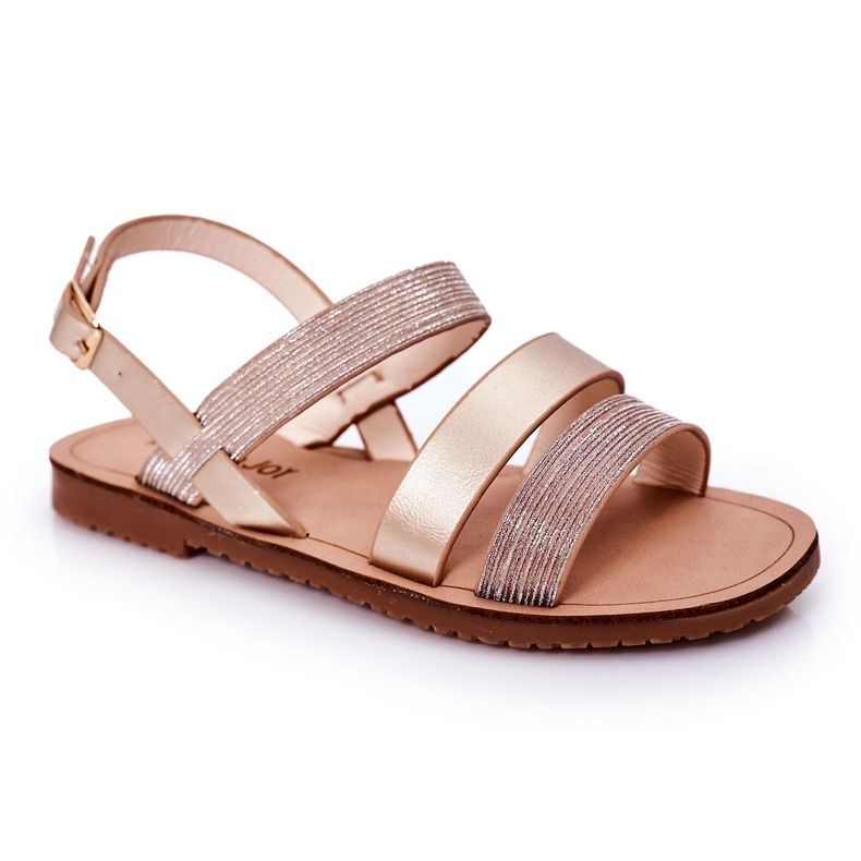 Barnens blanka sandaler Rose Gold Natalie gyllene