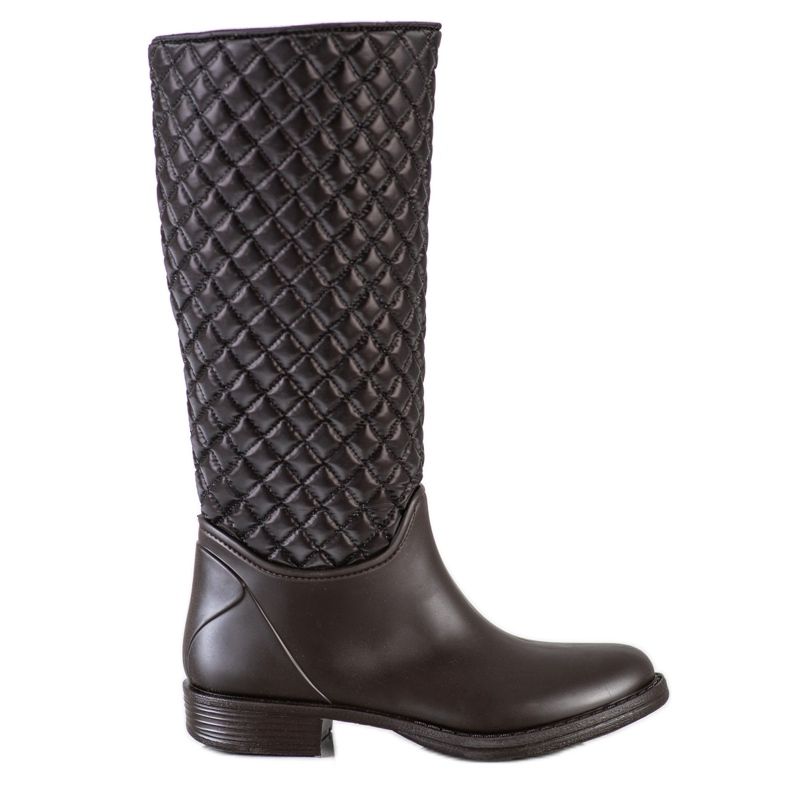 SHELOVET Höga, quiltade galoscher brun