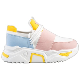 SHELOVET Färgglada sneakers på plattformen vit mångfärgad
