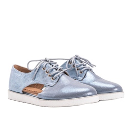 Blå glänsande lågskurna Karley -skor