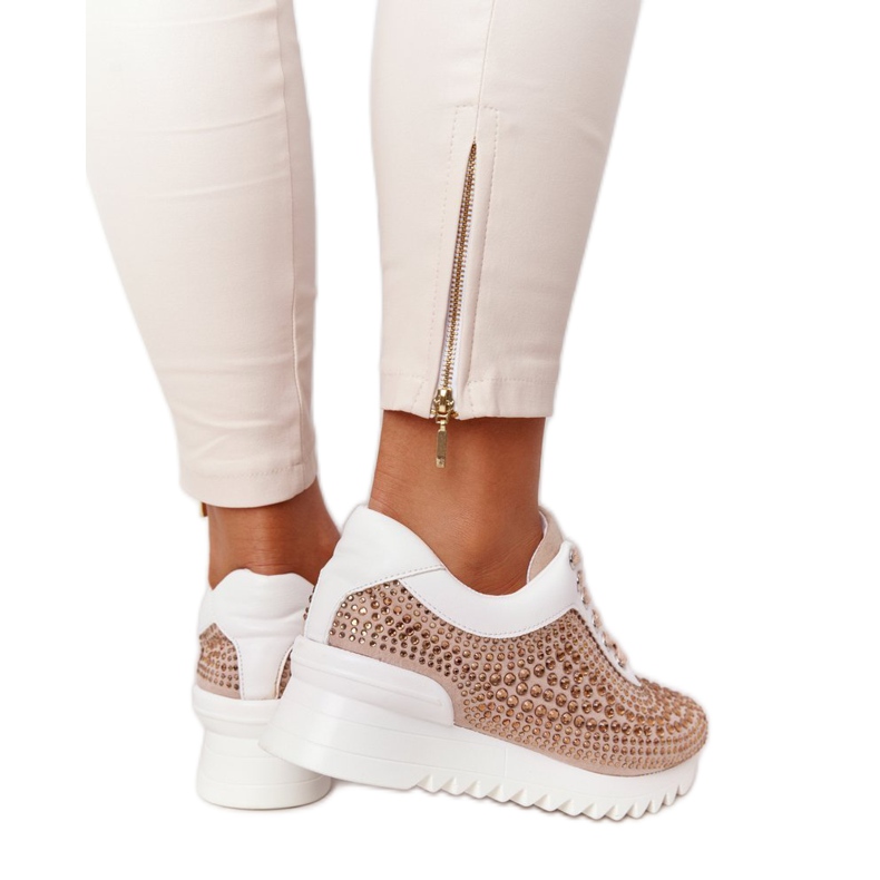 Wedge Sneakers med paljetter Lu Boo Beige vit