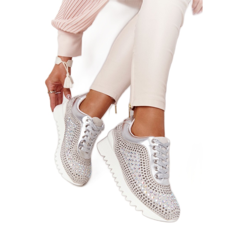Wedge Sneakers med paljetter Lu Boo Silver silver-