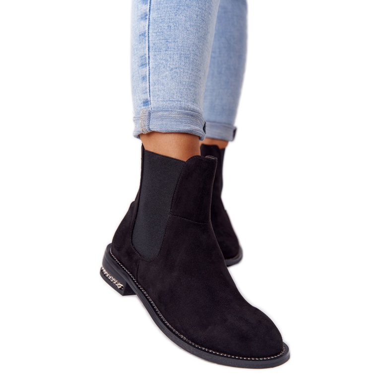 Warm Suede Booties Jodhpur boots Lu Boo Black svart
