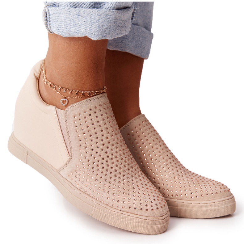 Wedge Sneakers med paljetter Lu Boo Beige brun