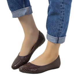 Bruna patentballerinor i Mozzare -krokodilhudsmönster rosa