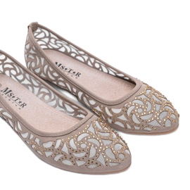 Beige openwork ballerinor Kom igen! vit