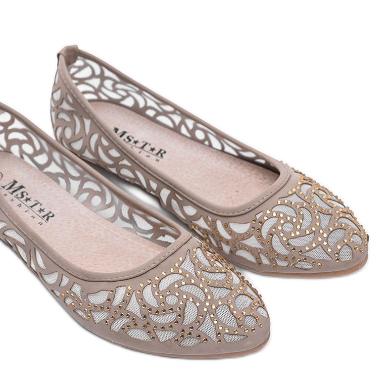 Beige openwork ballerinor Kom igen! vit