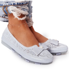 Rio Flore läder miljövänliga blå ballerinor silver-