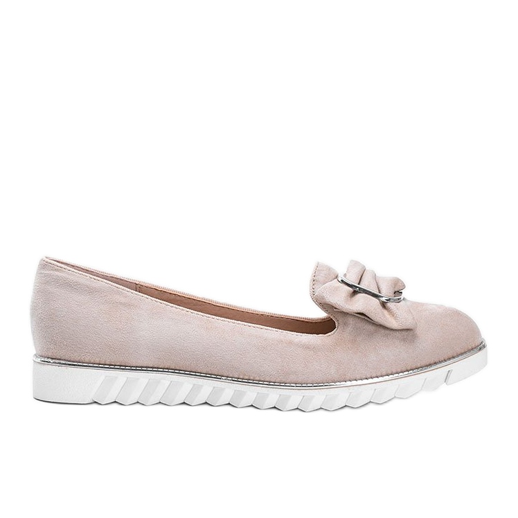 Beige loafers med en Nausura rosett