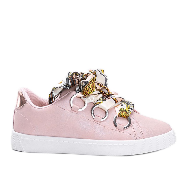 Rosa sneakers med satin Kisionis -bindning