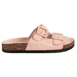 SHELOVET Bekväma tofflor med spännen rosa