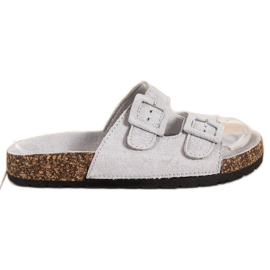 SHELOVET Bekväma tofflor med spännen grå