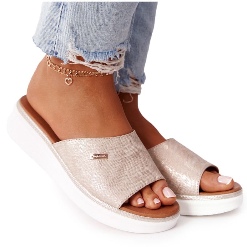 Sandaler på kil Sergio Leone SK042 guld gyllene