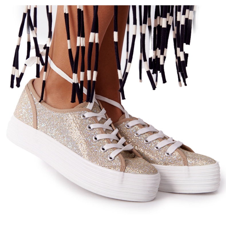 S.Barski Glitter sneakers på Golden Luna -plattformen gyllene