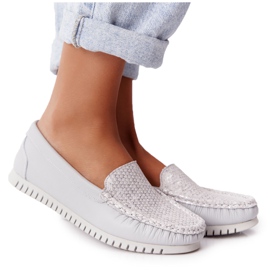 Kvinnor Läder Loafers S.Barski 97630 Grå