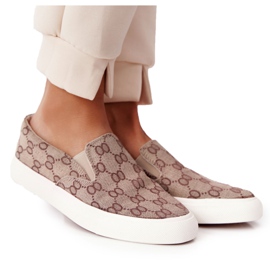 Dam loggade sneakers Slip-On Khaki Challenge brun