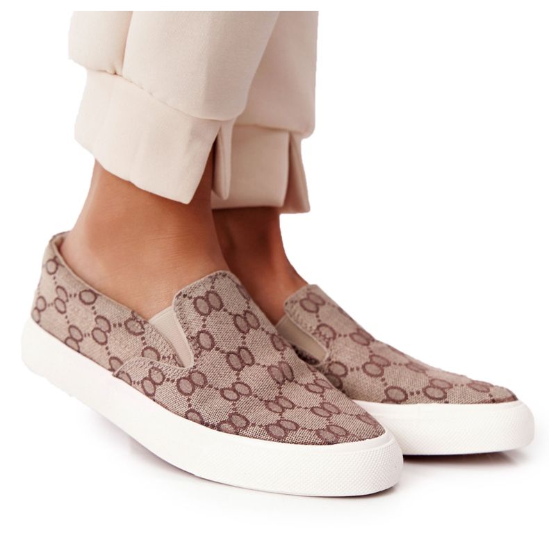 Dam loggade sneakers Slip-On Khaki Challenge brun