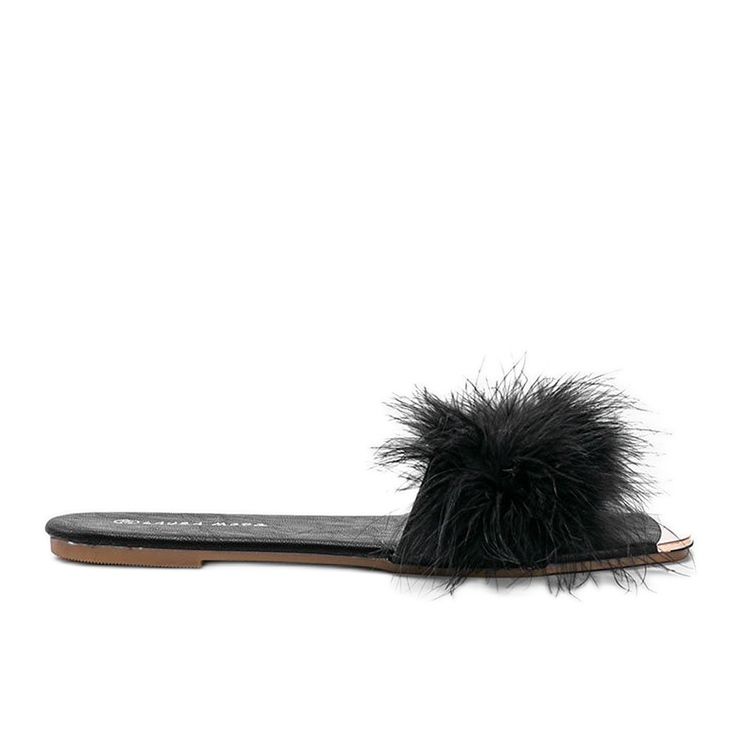 Svarta tofflor med Vampi -fjädrar