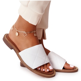 Läder tofflor med quiltning Nicole 2650 vit