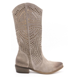 Exousite Kvinnors läderstövlar 1229 grå