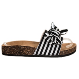 SHELOVET Trendiga randiga tofflor vit svart