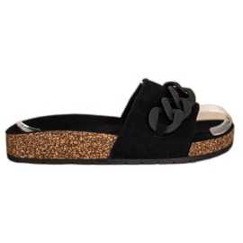 SHELOVET Trendiga tofflor med prydnad svart