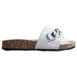 SHELOVET Trendiga tofflor med prydnad grå