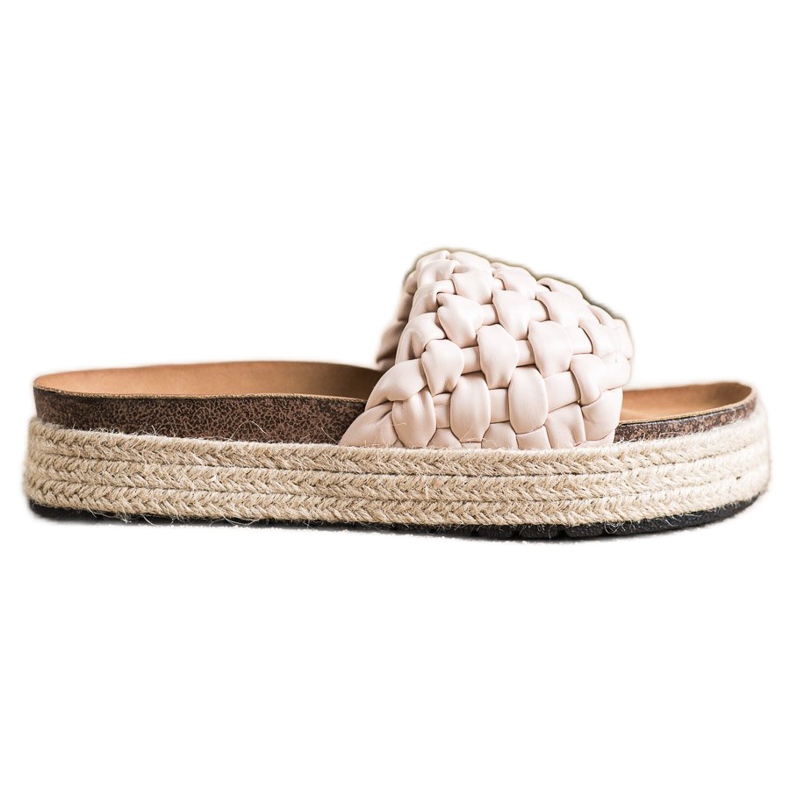 SHELOVET Flätade Espadrilles flip-flops beige