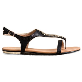 Sandaler med gyllene VINCEZA -ornament svart