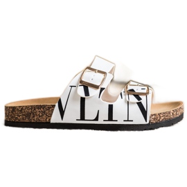 SHELOVET Bekväma Eco Leather Tofflor vit