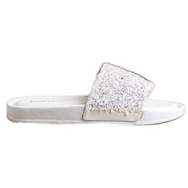 Small Swan Vita tofflor med kristaller