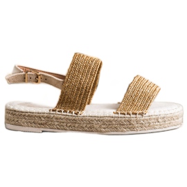 SHELOVET Flätade sandaler på plattformen beige orange