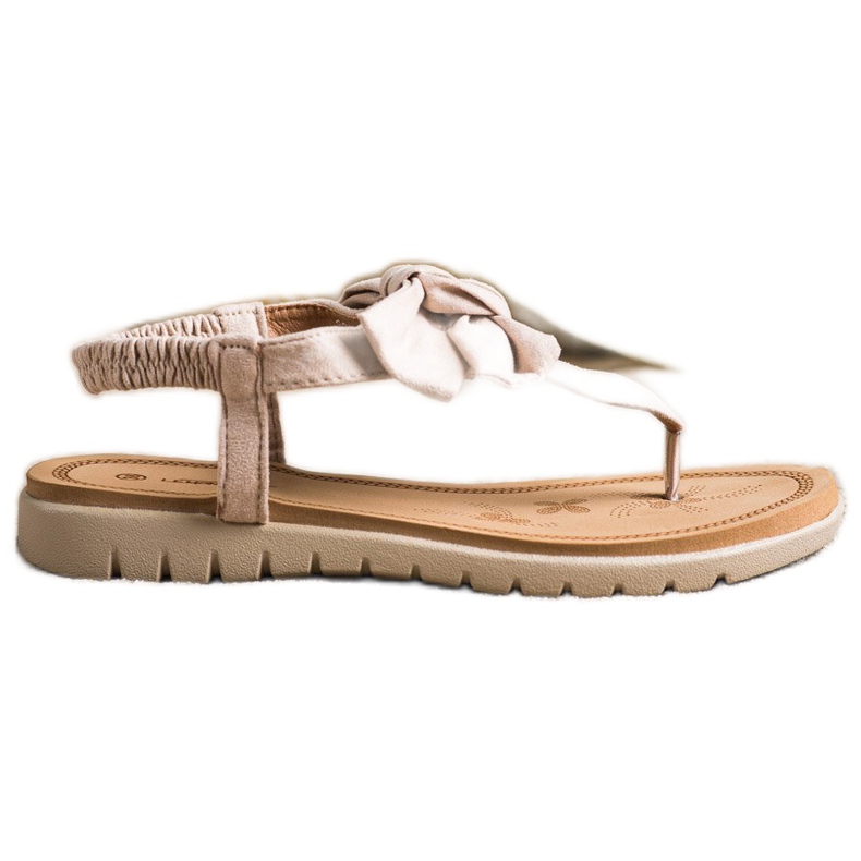 SHELOVET Flip-flops sandaler med rosett beige