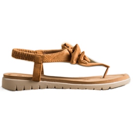 SHELOVET Flip-flops sandaler med rosett brun