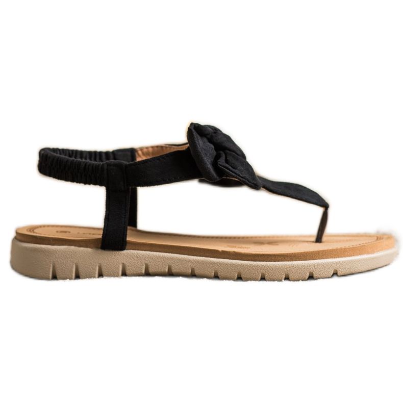 SHELOVET Flip-flops sandaler med rosett svart