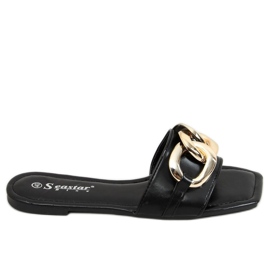 Fyrkantiga tofflor med en kedjesvart CK206P Svart