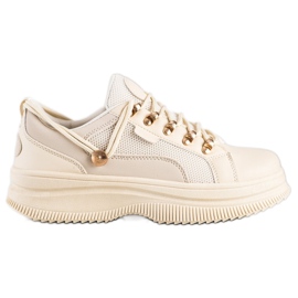 SHELOVET Beige sneakers på plattformen
