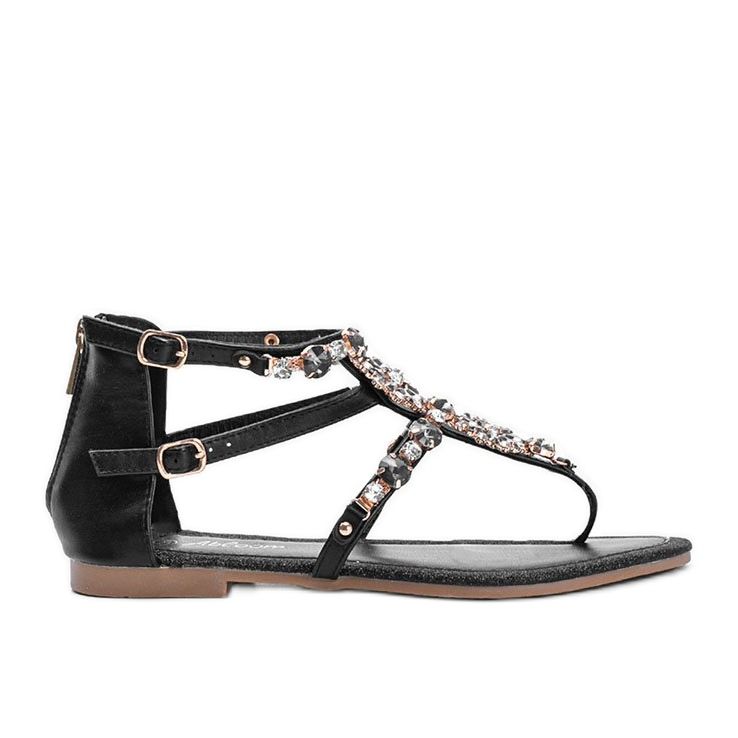 Svarta sandaler rikt dekorerade med Yosemite