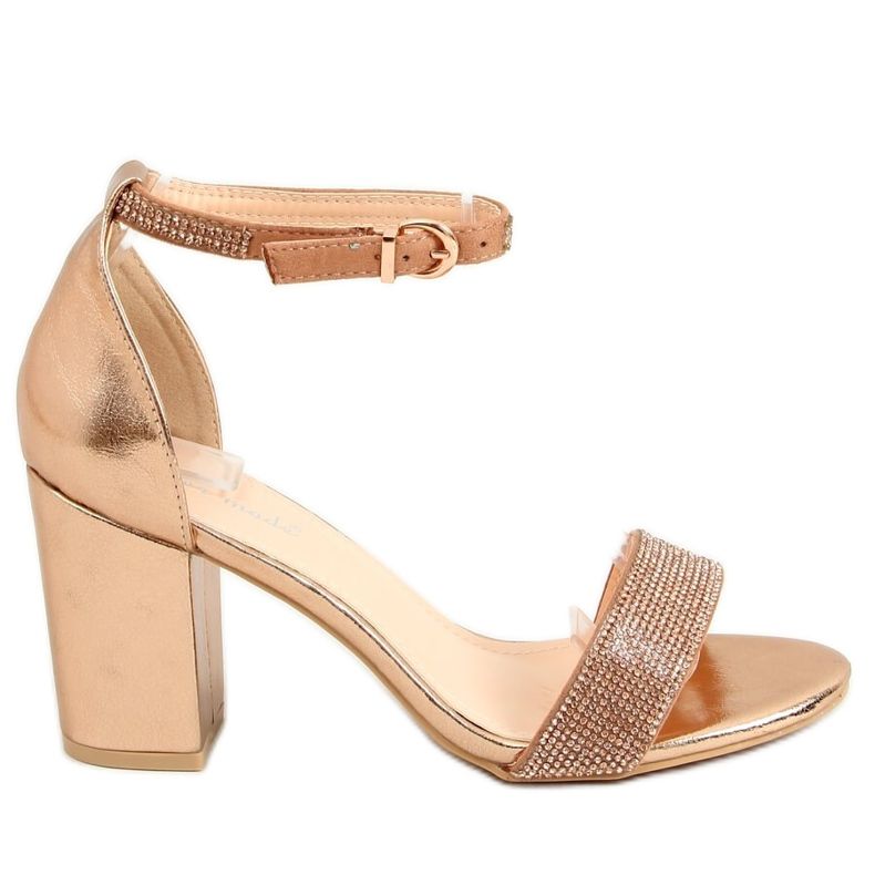 Högklackade sandaler champagne 1478 Champagne gyllene