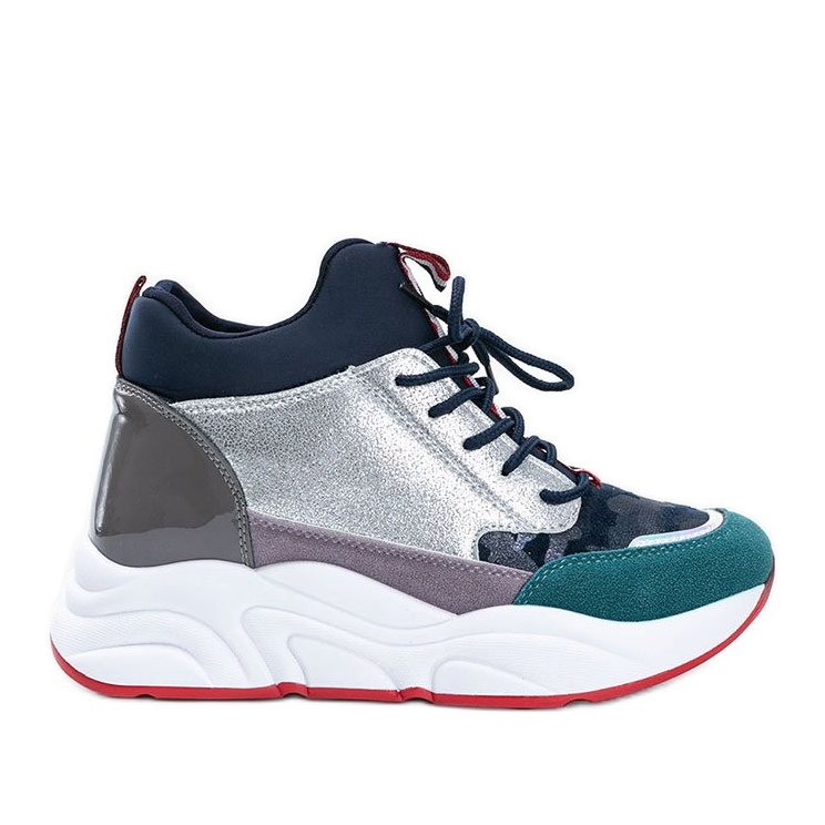 Navy sneakers på en tjock Cassadi -sula marinblå mångfärgad